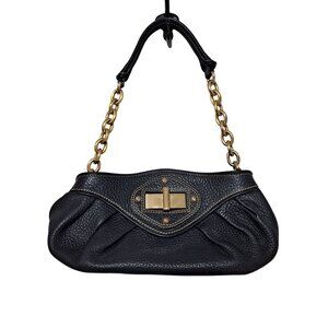 Maxx New York Purse Pebbled Leather Black Hobo Gold Chain Y2K 90s Bag Hip Hop